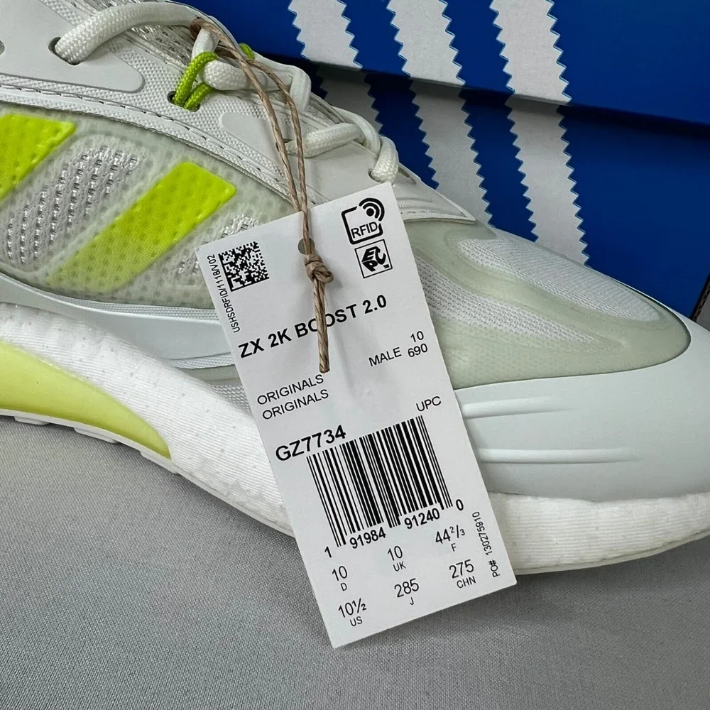 Adidas Men's Originals‎ ZX 2K Boost 2.0 Neon Slime Green White Sneakers Sz 10.5